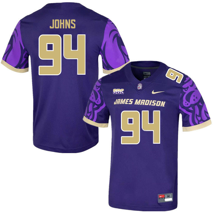 Men-Youth #94 Sean Johns James Madison Dukes College Football Jerseys Stitched Sale-Purple